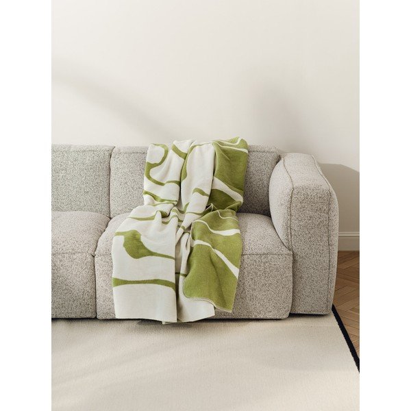 Žalios spalvos/kreminės spalvos antklodė ir pledas 150x200 cm Felu – noo.ma-image-1