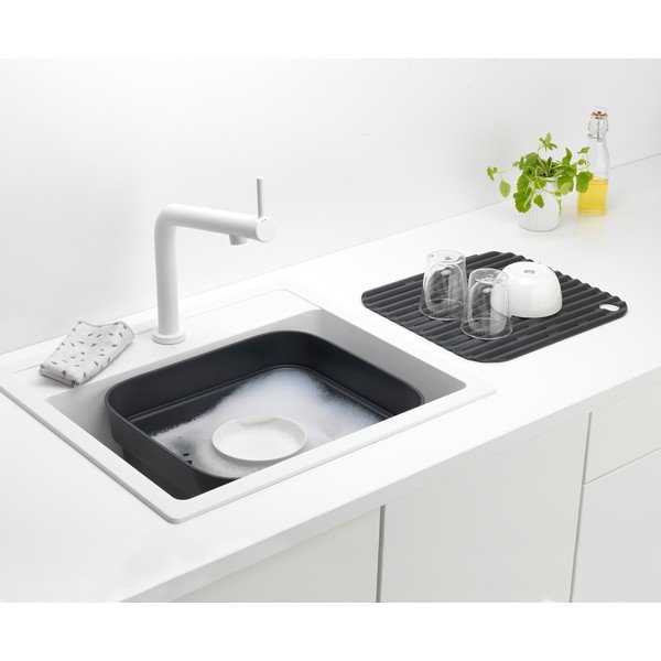 Iš plastiko indų plovimo dubuo su nusausintuvu tamsiai pilkos spalvos SinkSide – Brabantia-image-4