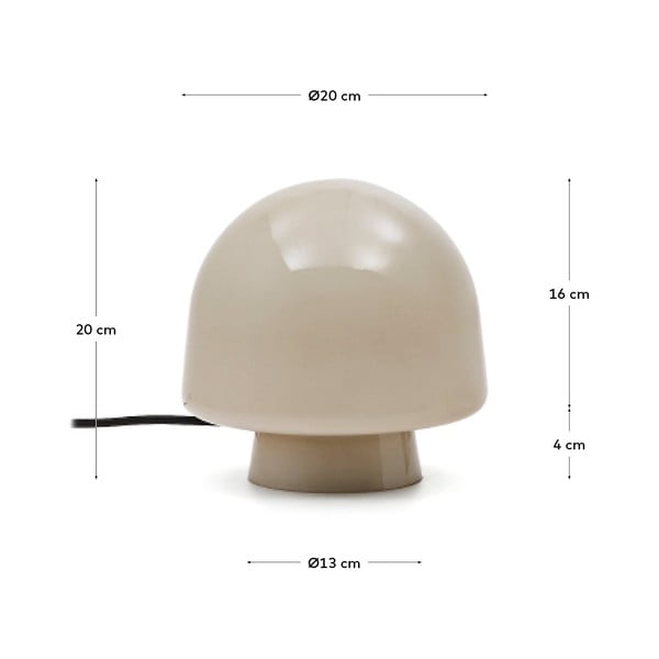Pilkai smėlinės spalvos stalinis šviestuvas (aukštis 20 cm) su stiklo gaubtu Reig – Kave Home-image-4