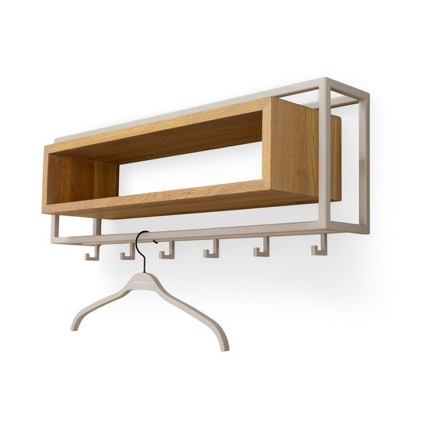 Natūralios spalvos/taupe spalvos iš ąžuolo masyvo sieninė lentyna su lentyna 78 cm School – Spinder Design