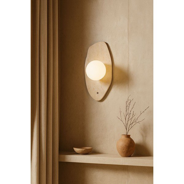 Smėlio spalvos iš akmens sieninė lempa ø 10 cm Hilde – Opviq lights-image-1