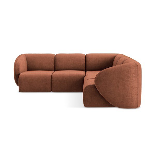 Terakotos spalvos kampinė sofa iš šenilinio audinio Lani – Makamii-image-2