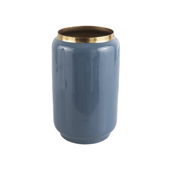 Mėlyna vaza su aukso detalėmis PT LIVING Flare, aukštis 22 cm