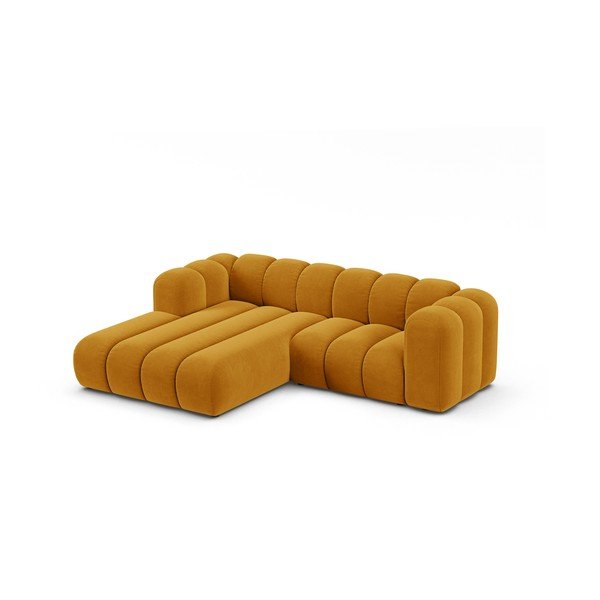 Kampinė sofa geltonos spalvos (su kairiuoju kampu) Lupine – Micadoni Home-image-1