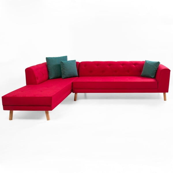 Raudona sofa kairiajame kampe Balcab Home Anna
