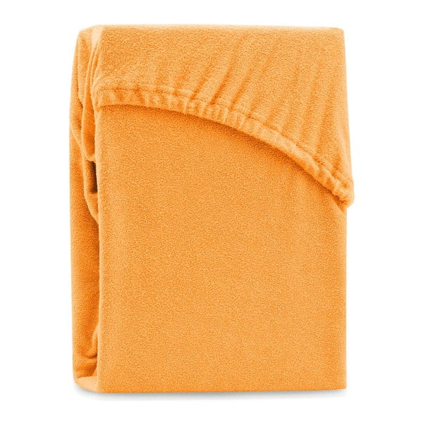 Iš frote audinio paklodė oranžinės spalvos su guma 180x200 cm Ruby – AmeliaHome