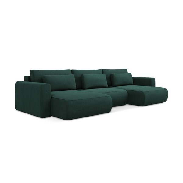 Žalios spalvos sulankstoma/su sandėliavimo vieta kampinė sofa („U“ formos) Kapua – Makamii-image-3
