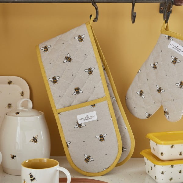 Smėlio ir geltonos spalvos medvilninė dviguba nosinaitė Cooksmart ® Bumble Bees-image-1