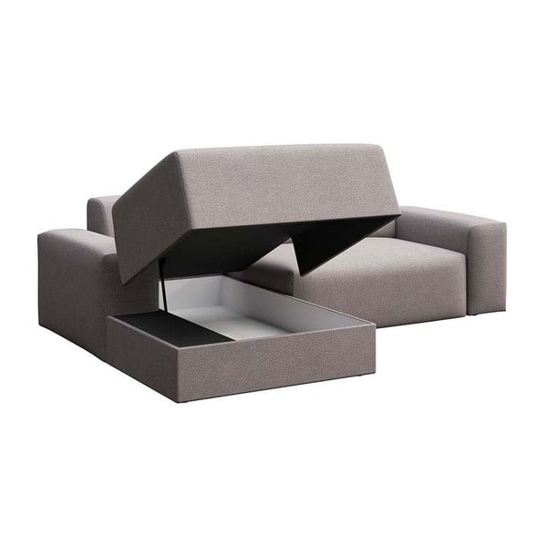 Pilkos spalvos iš velveto sulankstoma/su sandėliavimo vieta kampinė sofa (su kairiuoju kampu/su gultu) Villet – Rodier-image-3