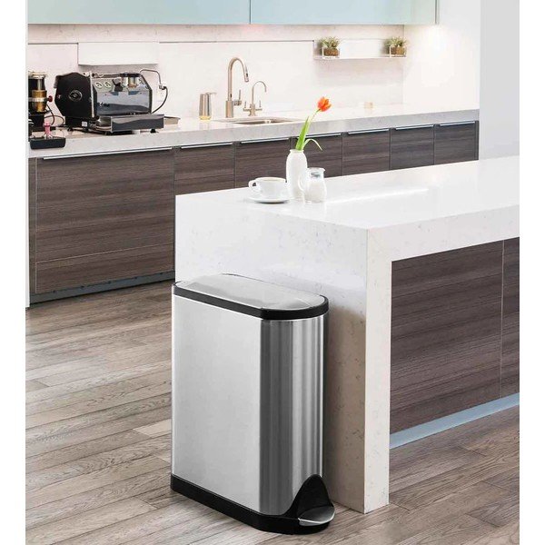Sidabrinė matinė šiukšliadėžė su pedalu simplehuman Butterfly, 45 l-image-1