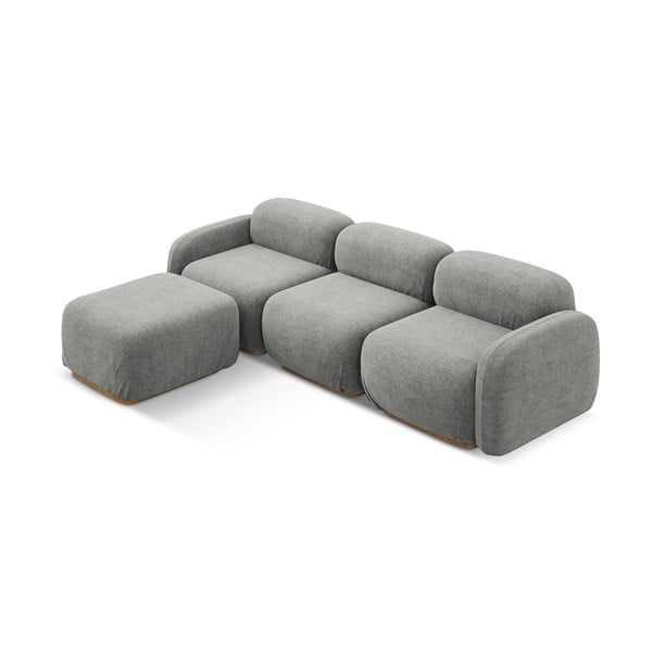 Pilkos spalvos iš boucle modulinė kampinė sofa Ailani – Makamii-image-3