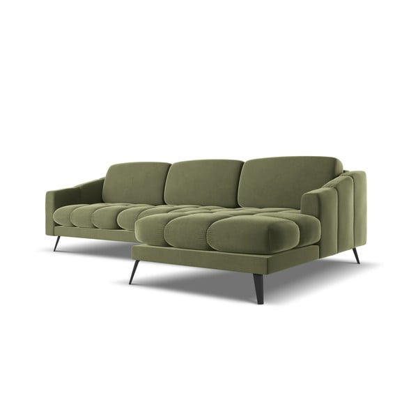 Žalios spalvos iš velveto kampinė sofa (su dešiniuoju kampu) Nalu – Makamii-image-4