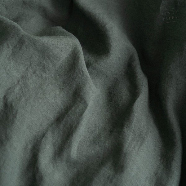 Iš lino viengulis/itin ilgas antklodės užvalkalas tamsiai žalios spalvos 140x220 cm Forest Green  – Linen Tales-image-1