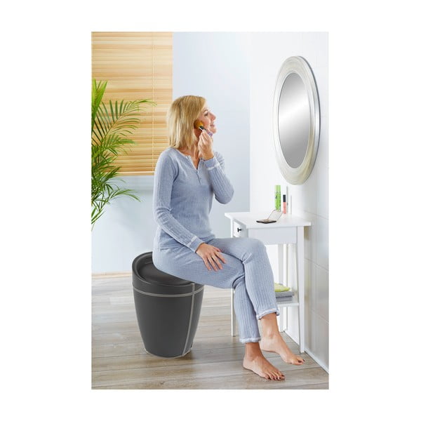 Juodas skalbinių krepšys ir taburetė viename Wenko Linen Look, 20 l-image-1