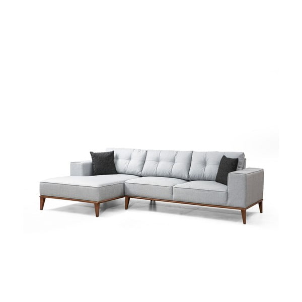 Sulankstoma kampinė sofa šviesiai pilkos spalvos (su kairiuoju kampu/su gultu) Montana – Balcab Home-image-3