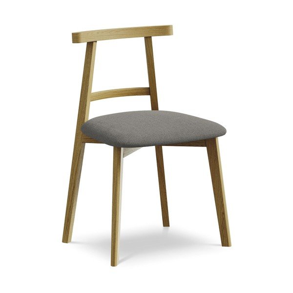 Pilkos spalvos iš medienos masyvo valgomojo kėdė Ohelo – Makamii