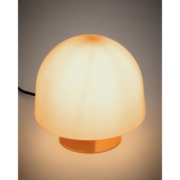 Oranžinės spalvos stalinis šviestuvas (aukštis 20 cm) su stiklo gaubtu Reig – Kave Home-image-1