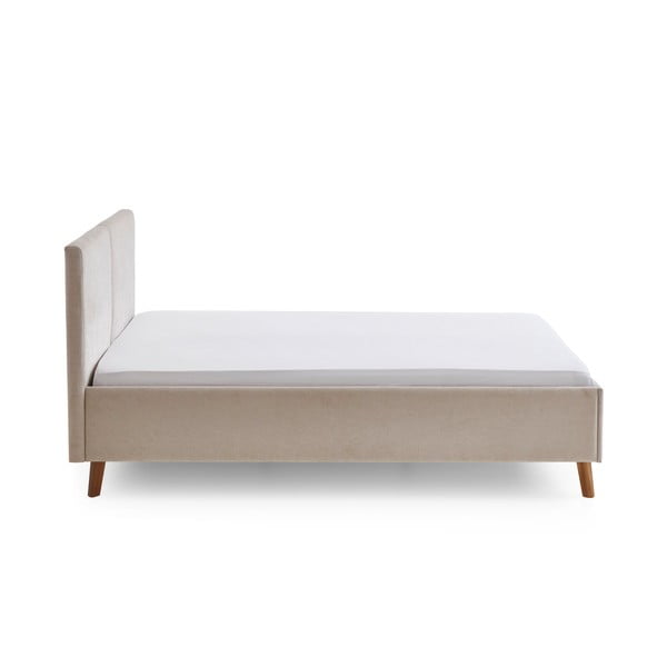 Smėlio spalvos dvigulė lova audiniu dengta su lovos grotelėmis 140x200 cm Piano – Meise Möbel-image-3