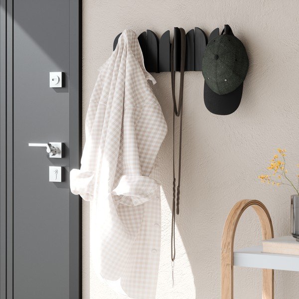 Matinės juodos spalvos iš plieno sieninė lentyna 43 cm Saloon – Umbra-image-3