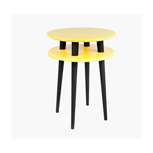 Geltonas staliukas su juodomis kojomis "Ragaba UFO", Ø 45 cm