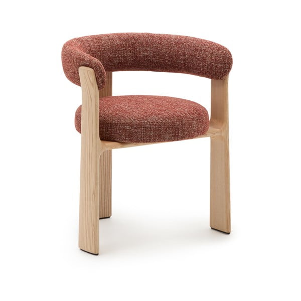 Natūralios spalvos/terakotos spalvos iš uosio masyvo valgomojo kėdė su porankiais Granite – Kave Home