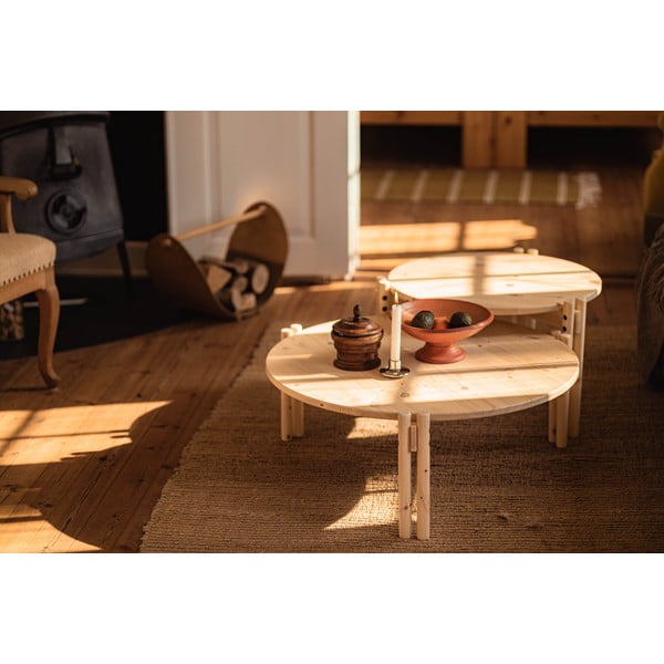 Apvalios formos kavos staliukas iš pušies masyvo natūralios spalvos ø 80 cm Sticks – Karup Design-image-4