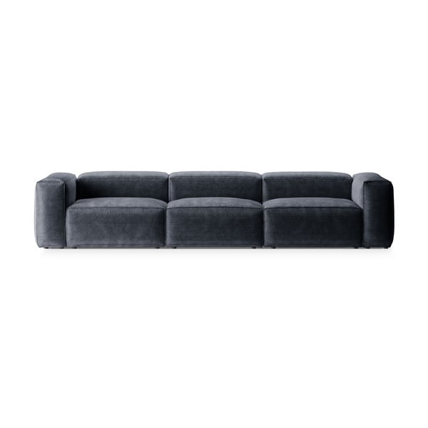 Pilkai mėlynos spalvos iš kordinio velveto sofa 364 cm Bergamo – Cosmopolitan Design