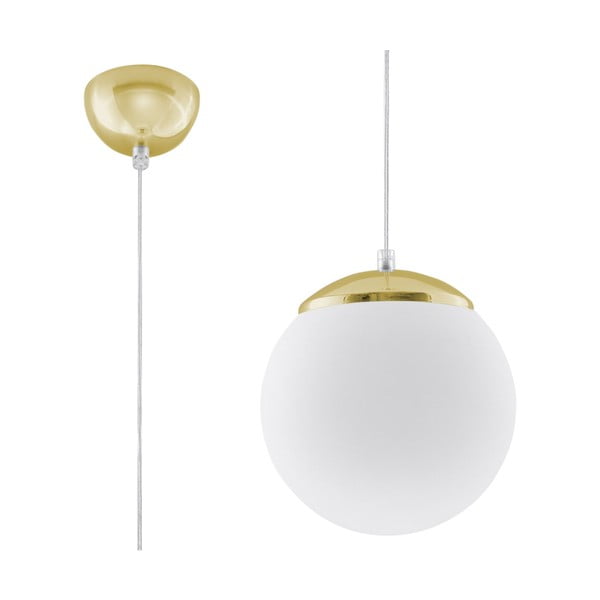 Kabantis šviestuvas auksinės spalvos ø 20 cm su stiklo gaubtu Cezab – Nice Lamps
