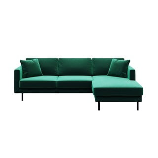 Žalia aksominė kampinė sofa MESONICA Kobo, dešinysis kampas