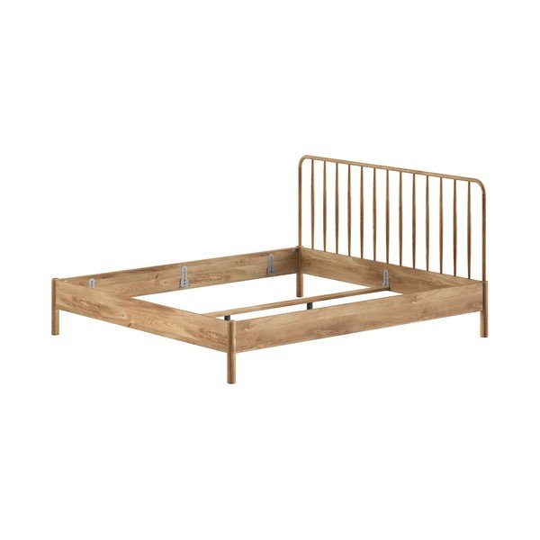 Natūralios spalvos iš ąžuolo masyvo dvigulė lova be grotelių 180x200 cm Olive Spindle – Vipack-image-2