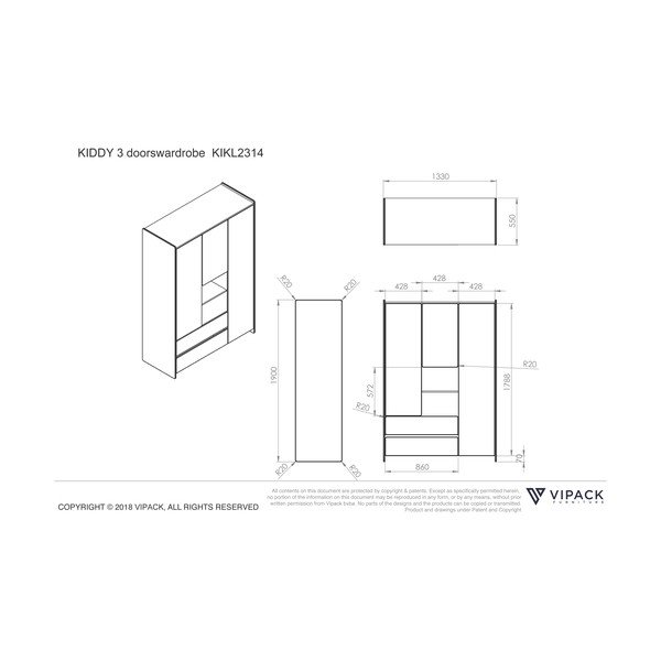 Balta vaikiška spinta Vipack Kiddy, 137,8 x 190 cm-image-4