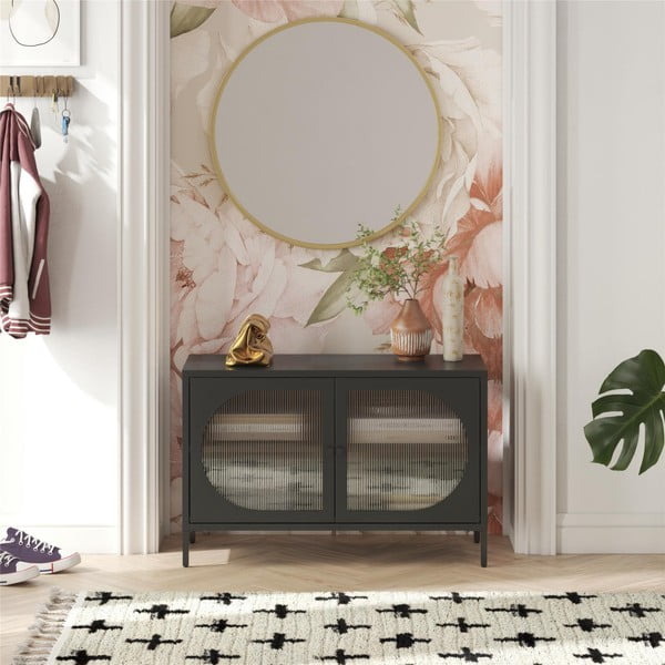 Iš metalo vitrina juodos spalvos 100x64x40 cm Luna – Støraa-image-1