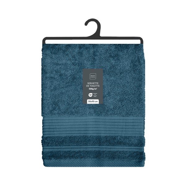 Tamsiai mėlynos spalvos iš frote audinio iš medvilnės rankšluostis 50x90 cm Tendresse – douceur d'intérieur-image-4