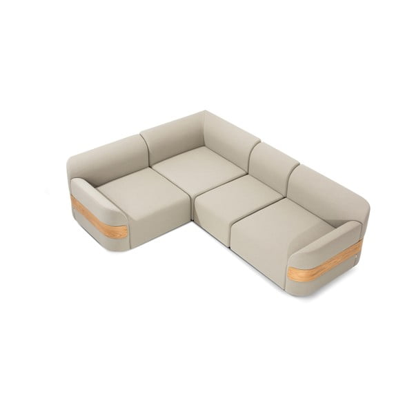 Šviesiai pilkos spalvos sofos modulis (kintamas) iš vilnos ir lino mišinio Hugg - Gazzda-image-3