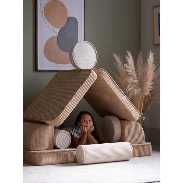 Šviesiai rudos spalvos iš kordinio velveto vaikiška sofa 132 cm Settee – Wigiwama-image-1