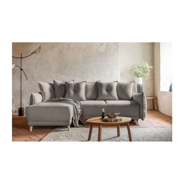 Sulankstoma kampinė sofa iš kordinio velveto šviesiai rudos spalvos (kintama) Lazy Lukka – Miuform-image-3