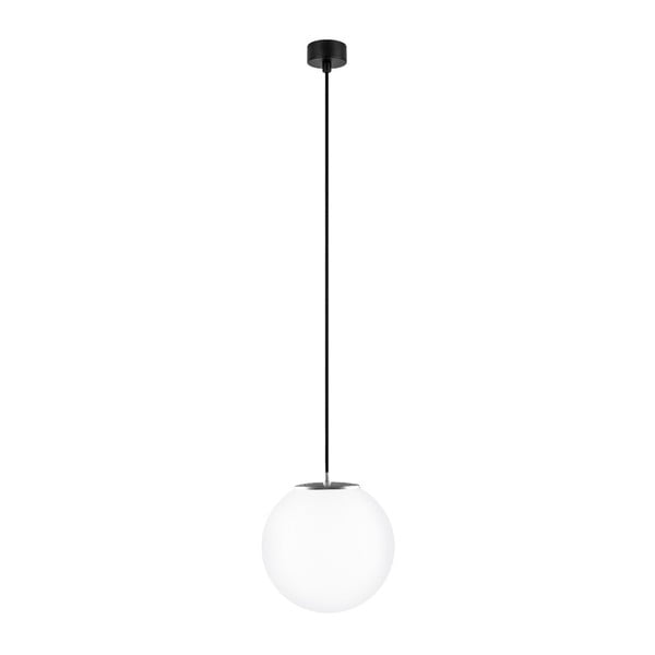 Baltas pakabinamas šviestuvas su juodu kabeliu ir sidabro detalėmis "Sotto Luce Tsuri", ⌀ 25 cm