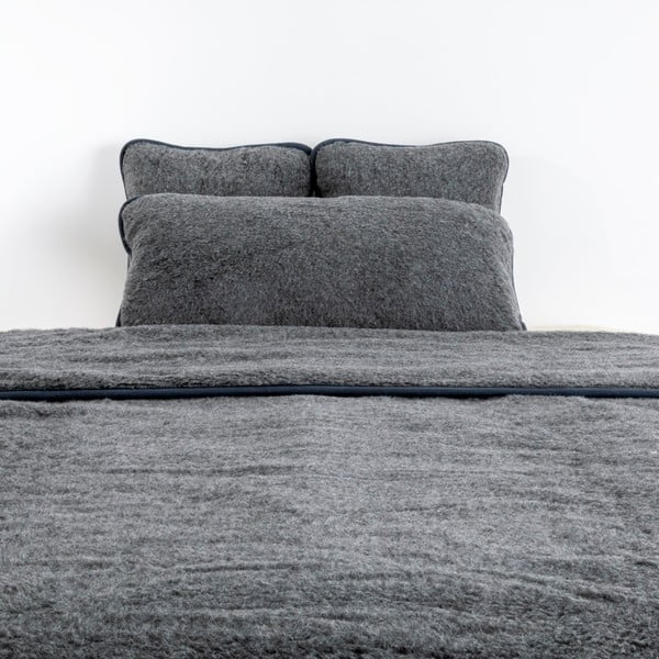 Tamsiai pilka merino vilnos antklodė Native Natural Quilt, 135 x 200 cm-image-4