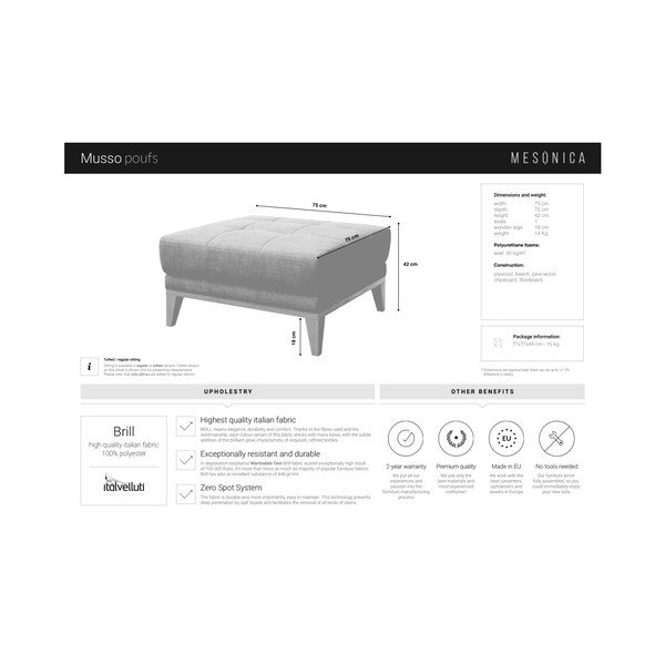 Tamsiai mėlynas pufas MESONICA Musso Tufted-image-3