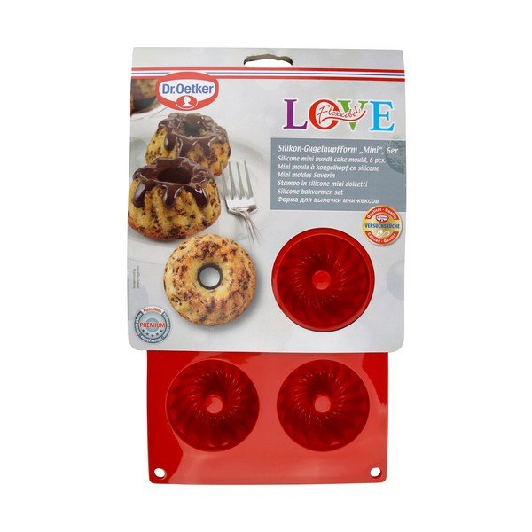 Raudona silikoninė forma 6 mini pyragams Dr. Oetker Flexxibel Love-image-2