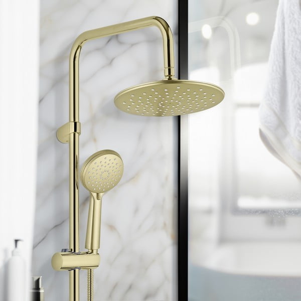 Matinės auksinės spalvos iš nerūdijančio plieno dušo komplektas 101 cm Young Line – Wenko-image-2