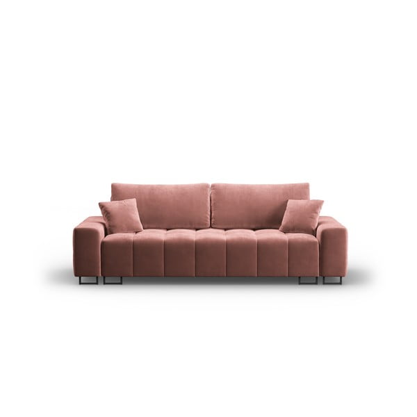 Rožinės spalvos iš velveto sulankstoma/su sandėliavimo vieta sofa 250 cm Wicklow – Cosmopolitan Design