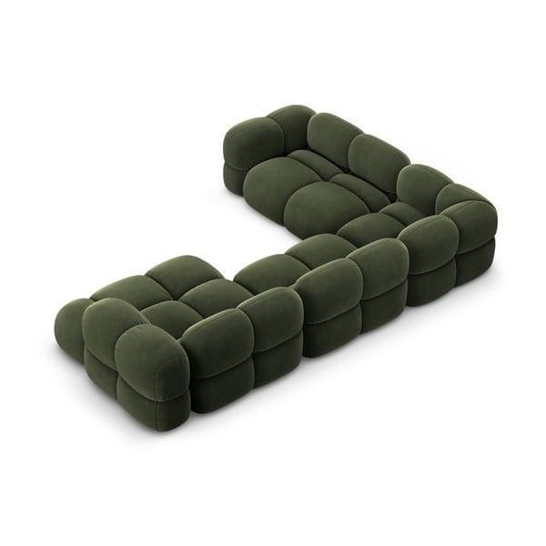 Žalios spalvos iš velveto kampinė sofa (su kairiuoju kampu/„U“ formos) Loretto – Cosmopolitan Design-image-2