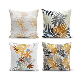4 dekoratyvinių pagalvėlių užvalkalų rinkinys Minimalistiniai pagalvėlių užvalkalai Rudens lapai, 45 x 45 cm