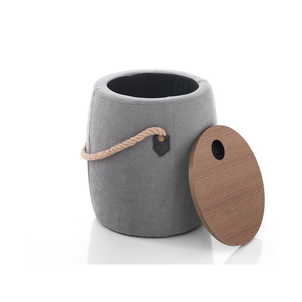 Pilkas pufas su daiktadėže Tomasucci Barril, ø 40 cm-image-1