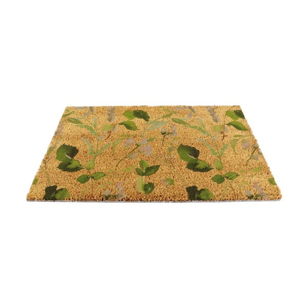 Iš kokoso pluošto grindų kilimėlis 40x60 cm Watercolour Leaves – Artsy Doormats