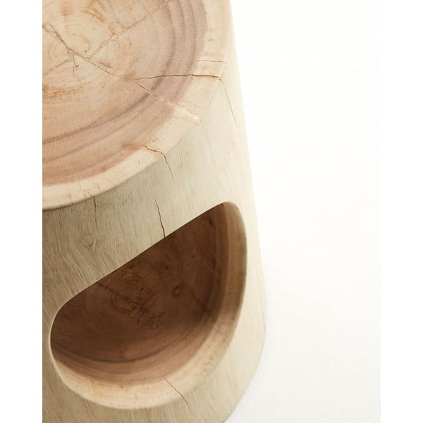 Iš masyvios munggur medienos apvalios formos šoninis stalas ø 30 cm Halker – Kave Home-image-3