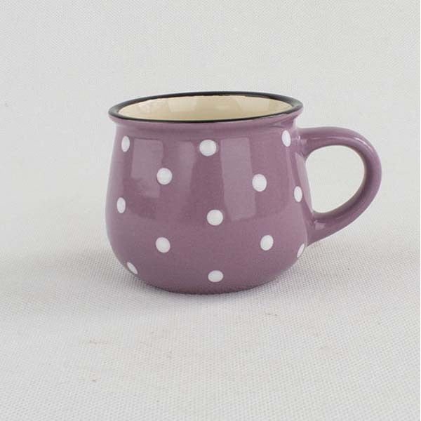 Violetinis keraminis puodelis su taškeliais Dakls, 0,2 l talpos
