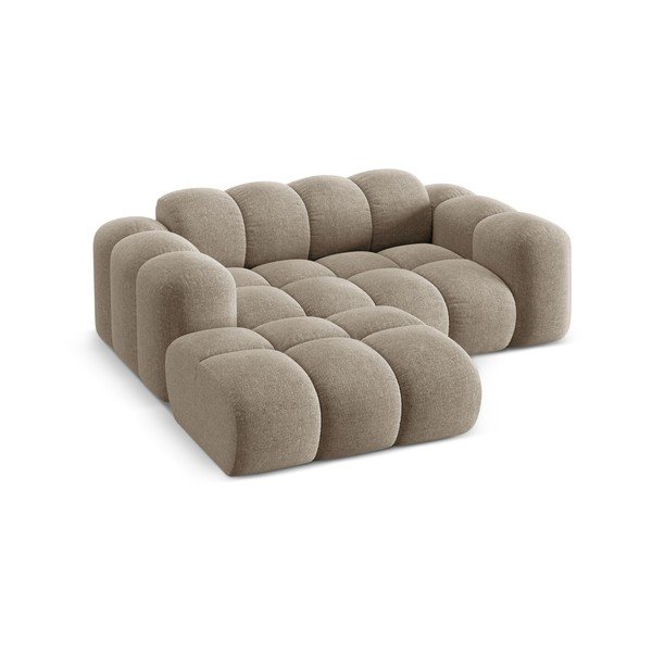 Šviesiai rudos spalvos iš šenilinio audinio kampinė sofa (su kairiuoju kampu/su gultu) Treno – Cosmopolitan Design-image-2