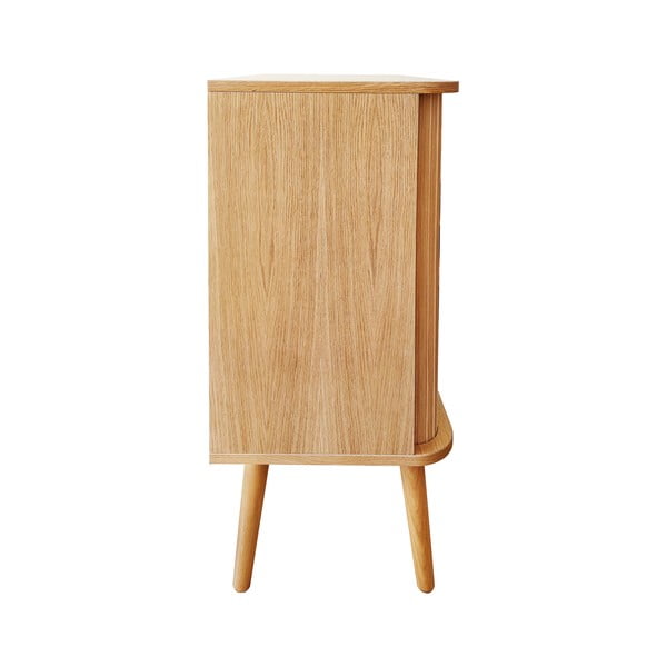 Aukšta šoninė spintelė natūralios spalvos iš ąžuolo su stumdomomis durimis 83x95 cm Rove – Woodman-image-4